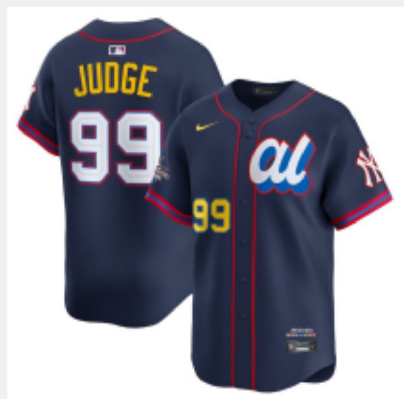Men 2025 New York Yankees #99 Judge Blue All star Blank Blue Nike MLB Jersey style 6